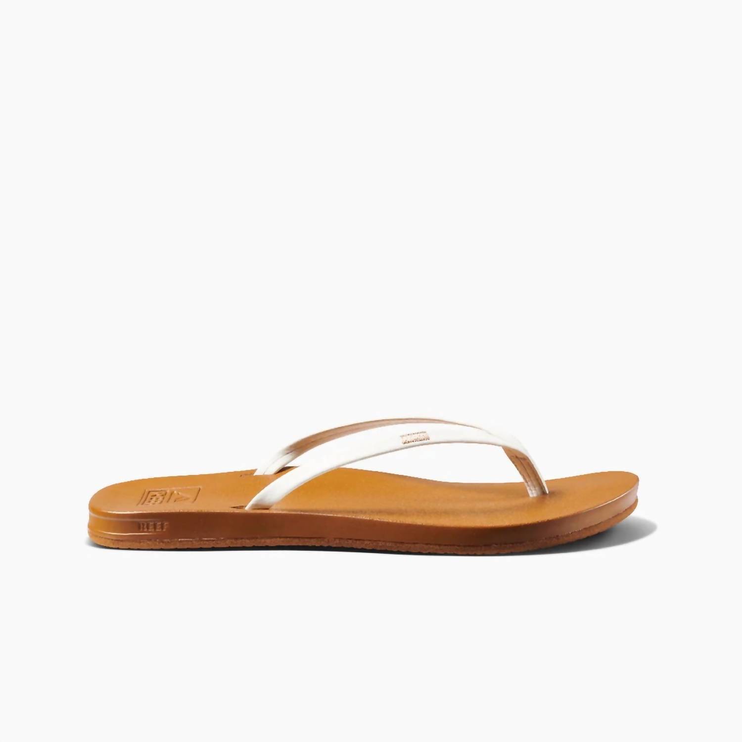 New Reef Women's Cushion Slim Sandals In White/Tan
